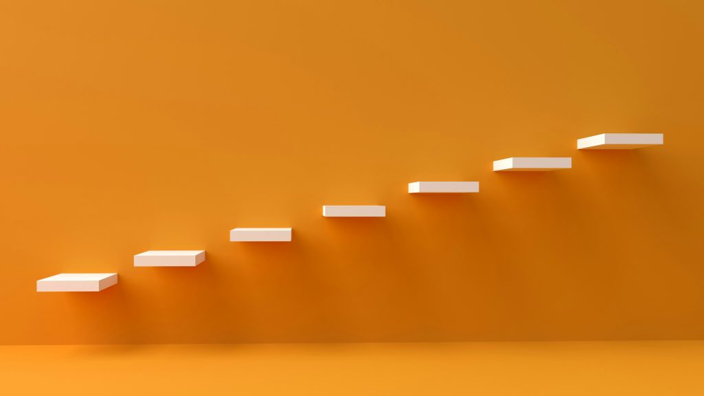 Yellow steps up a wall